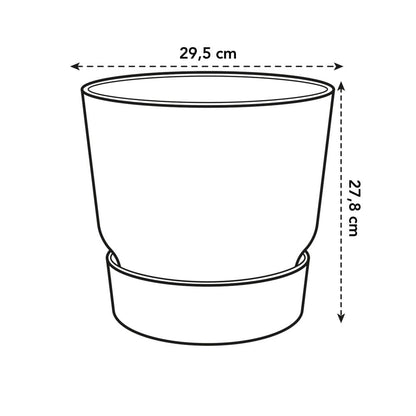 elho Greenville Round 30 - Large Flower Pot with Integrated Water Reservoir - Indoor & Outdoor - 100% Recycled Plastic - Ø 29.5 x H 27.8 cm - White/White
