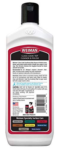 Weiman Ceramic and Glass Cooktop Cleaner - Heavy Duty Cleaner and Polish - 283g - 3 Scrubbing Pads