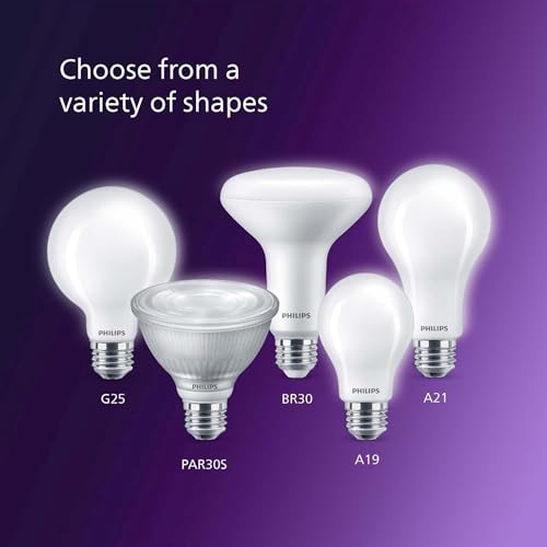 PHILIPS LED 75W A19 4-Pack Ultra Definition Daylight (5000K) 1100 Lumen (9W = 75W) Dimmable Frosted Flicker-Free Light Bulbs