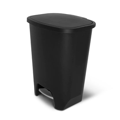 Glad Premium 20 Gallon Trash Can - Plastic Kitchen Waste Bin with Odor Protection of Lid, Stainless Steel Step On Foot Pedal and Garbage Bag Rings, Black