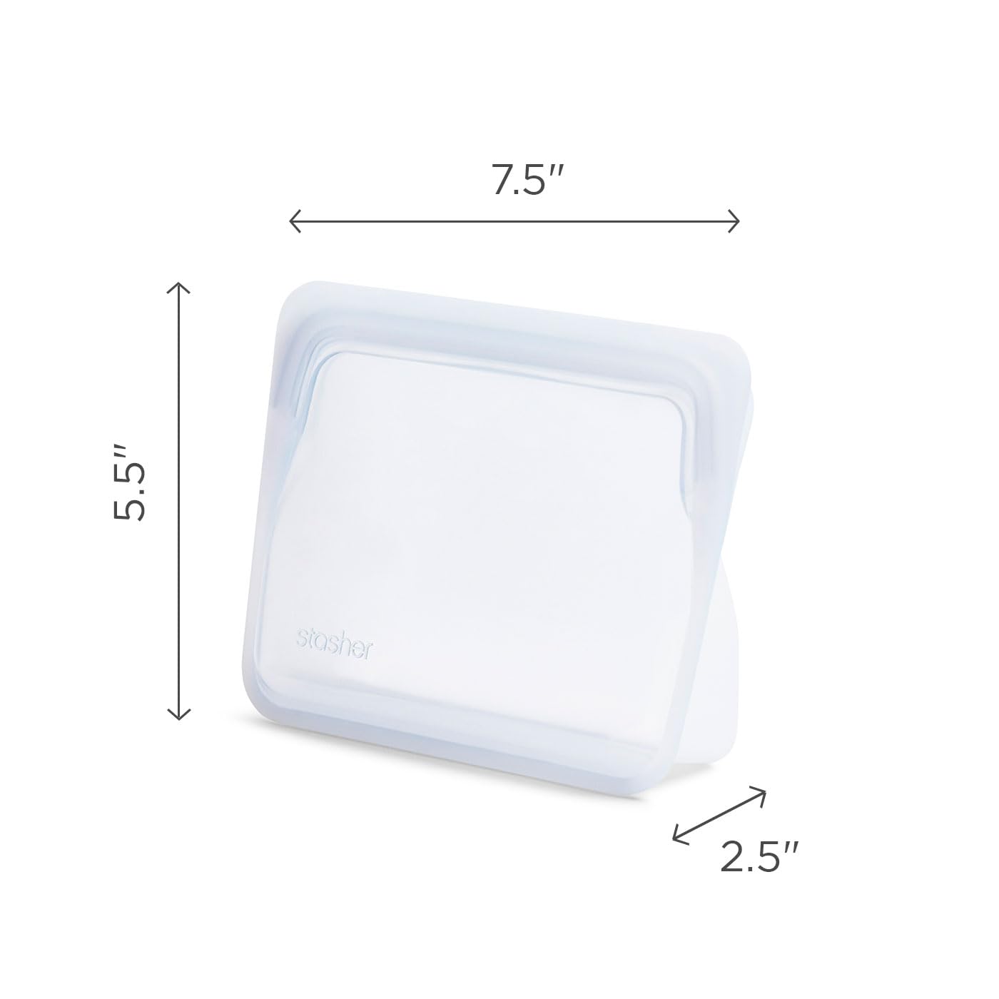Stasher Premium Silicone Reusable Food Storage Stand-Up Mid Bag, Clear, Microwave, Sous Vide, Dishwasher, Oven and Freezer Safe, BPA Free, Leak-free, Eco-friendly, 56 Oz