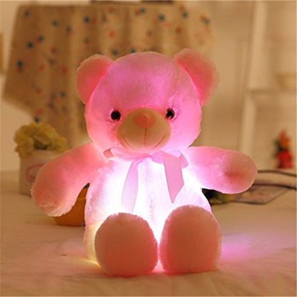 elfishgo Creative Light Up LED Inductive Teddy Bear Stuffed Animals Plush Toy Colorful Glowing Teddy Bear, 20- Inch(Pink)