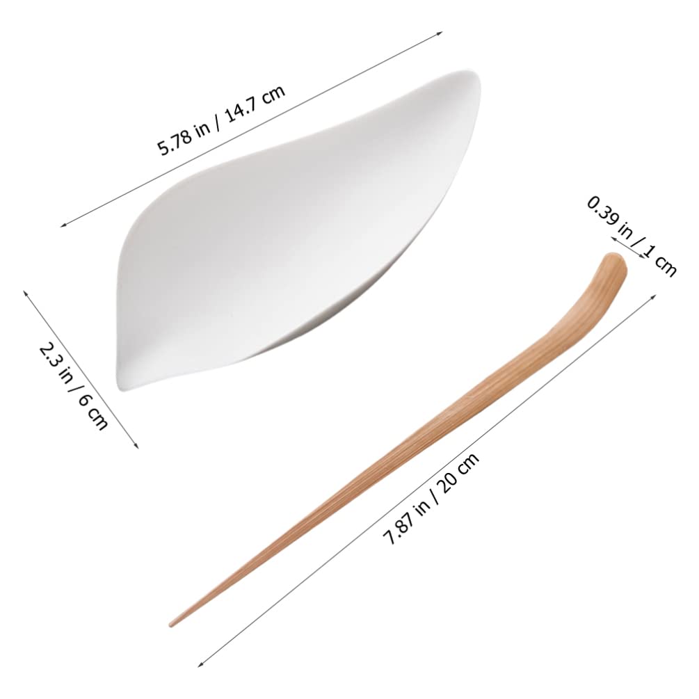 BESTonZON Tea Scoop Set Porcelain Loose Leaf Tea Dispenser and Shovel Lightweight Ceramic Spoon for Precise Measuring and Brewing at Home or Gatherings 5.78X2.36X1.18In