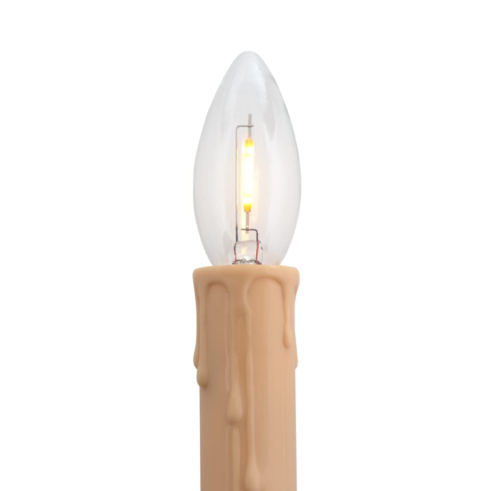 Creative Hobbies 25-Pack LED Replacement Light Bulbs for Electric Candle Lamps, Window Candles, Chandeliers - 7 Watt Equivalent Candelabra, Clear, Steady Burning, 120v 7w Bulb