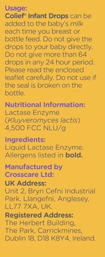 Colief Infant Drops | Lactase Enzyme Drops | Natural Colic Relief for Babies | Reduces Bloating, Wind and Crying | (15ml)