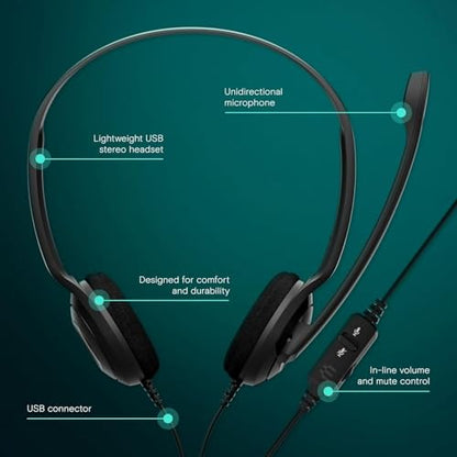 Sennheiser PC 8 USB - Stereo USB Headset for PC and MAC with In-line Volume and Mute Control - Black