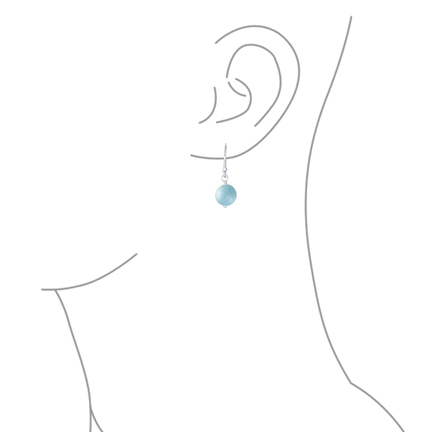 Bling Jewelry Timeless .925 Sterling Silver Blue Aquamarine and Dark Purple Amethyst Bead 8mm Ball Drop Earrings Fish Hook Genuine Gemstone (Set of 2)
