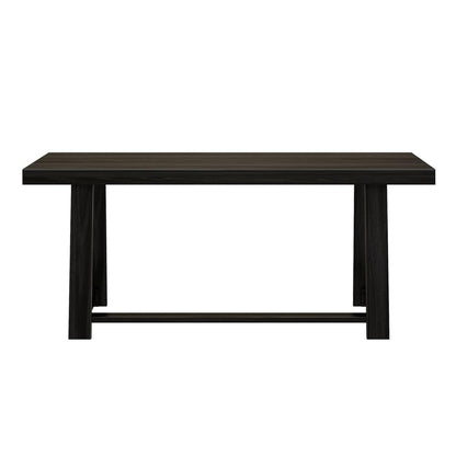 Plank+Beam 72 Inch Farmhouse Dining Table, Solid Wood Rustic Kitchen Table, Large Wooden Rectangular Dinner Table for Dining Room, Home Office, Living Room Furniture, Easy Assembly, Black Wirebrush