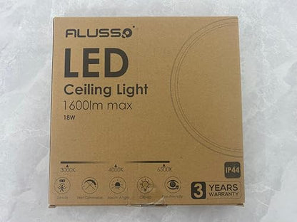 ALUSSO LED Ceiling Light Radar Motion Sensor, 18W Ceiling Lights 3CCT 3000K 4000K 6500K 1600LM, IP44 Waterproof Bathroom Ceiling Light for Toilet Stair Loft Porch Bath Attic Garage, Ø22cm