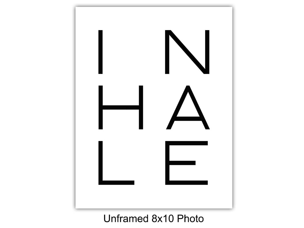 Inhale Exhale Wall Art - Zen Inspirational Meditation Wall Art Print - Unframed Typography - Spiritual Gift for Meditation Fans - Great for Bedroom, Yoga Studio - Chic Home Decor - 8x10 Print