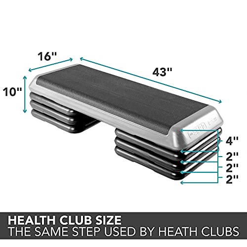 The Step Freestyle Grey Aerobic Platform, Health Club Size Steppers for Exercise
