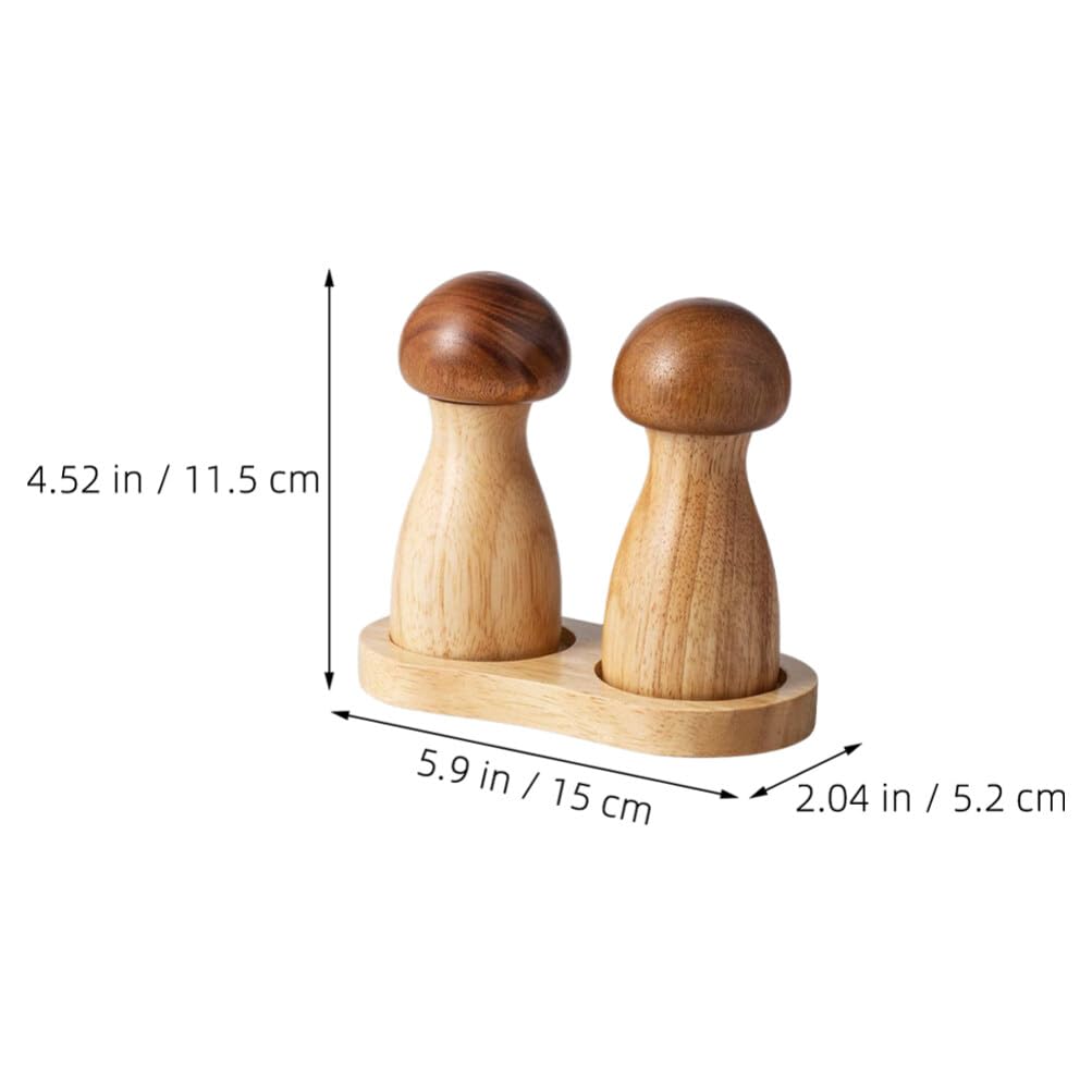 MAGICLULU Mushroom Shaped Salt and Pepper Grinder Set with Tray Manual Kitchen Spice Mill 5.90X5.11X3.14In Ideal for Home Cooking and Seasoning