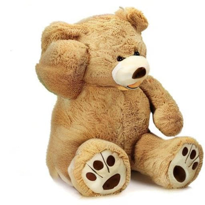 MorisMos Smiling Giant Teddy Bear, 39inch Large Stuffed Animal Bears with Big Footprints Plush, Kids Girlfriend Boyfriend Gift, Light Brown