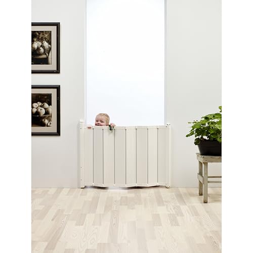 BabyDan - Guard Me Auto Retractable Stair Gate, 55-89 cm width, One-Hand Operation Safety Gate, Child and Pet Gate, White, Made in Denmark