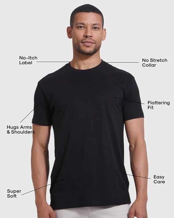 True Classic Mens T-Shirts - Short Sleeve Crew Neck Plain Novelty T Shirt for Men, Pack of 3, Variety, M