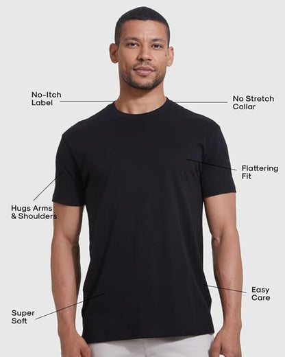 True Classic Mens T-Shirts - Short Sleeve Crew Neck Plain Novelty T Shirt for Men, Pack of 3, Variety, M