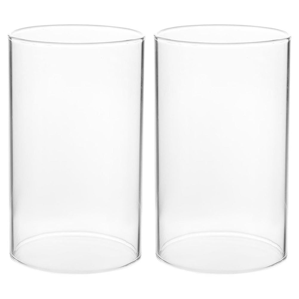 SHINEOFI 2pcs Hurricane Candle Holder Sleeve, Glass Hurricane Candleholder Tube Lamp Shade, Clear Glass Bottomless Cylinder, 5. 9 X 2. 75 Inches