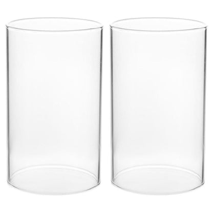 SHINEOFI 2pcs Hurricane Candle Holder Sleeve, Glass Hurricane Candleholder Tube Lamp Shade, Clear Glass Bottomless Cylinder, 5. 9 X 2. 75 Inches