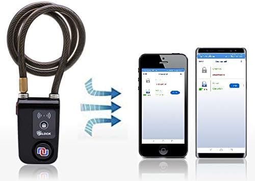 Nulock Keyless Bluetooth Bike/Motorcycle/Gate Lock IP44 Splash-Proof Cycling Lock with 110db Alarm, 0.38" Diameter 24-inch (2ft) Braided Steel Cable Padlock for Gate(2025 Version)