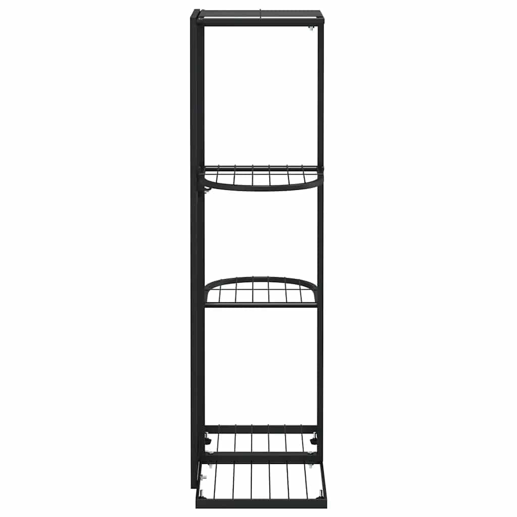 FMPGJLYH 4-Tier Metal Plant Stand, Tall Indoor Outdoor Flower Shelf for Living Room, Garden, Balcony, Modern Rectangular Display Rack, Black