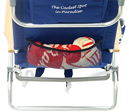 Tommy Bahama 5-Position Classic Lay Flat Folding Backpack Beach Chair, Polyester, Navy