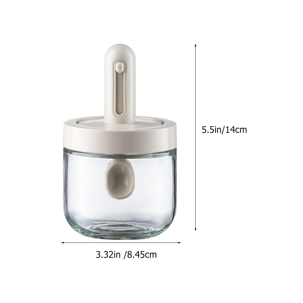 PRETYZOOM Airtight Spice Jar with Spoon 5.51X3.32X3.20 Inch Glass Seasoning Container for Salt Condiment Storage Kitchen Organizer