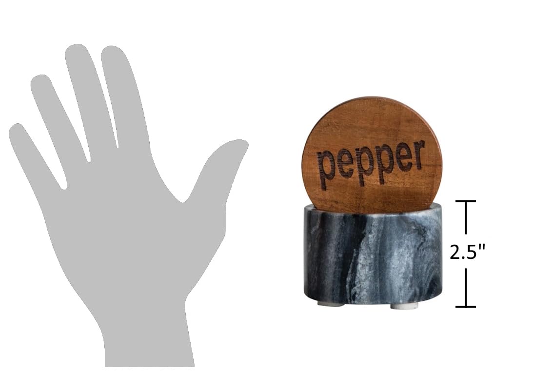 The Bridge Collection Contemporary Salt and Pepper Pinch Pot - Unique Kitchen Accent for Modern Dining Spaces -Sleek Marble Base with Wooden Tops Functional Dining Decor