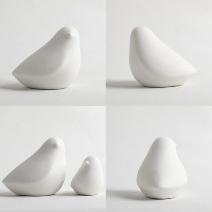 GOODSTART Ceramic Birds Figurines Small Birds Statues for Living Room, Bookshelf, TV Stand, A Set of 2 White Porcelain Pigeons for Christmas Decorations, Modern Home Decor for Shelves