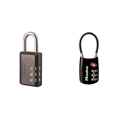 Master Lock 647D Combination Padlock, 1, Black & TSA Set Your Own Combination Luggage Lock, TSA Approved Lock for Backpacks, Bags and Luggage, Colors May Vary, 4688D