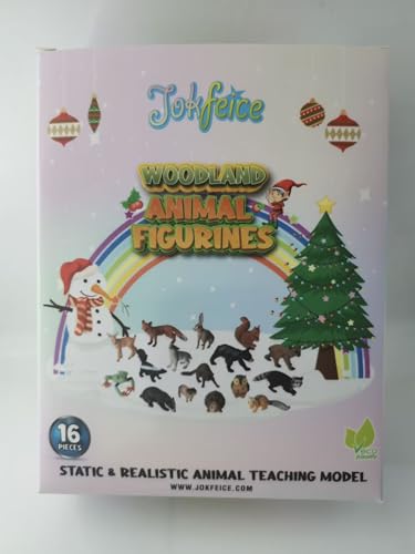 JOKFEICE Animal Figures for Kids, 16PCS Realistic Forest Animals Baby Figurines, Woodland Creatures Figurines, Educational Toys for Science Project Cake Party Decor