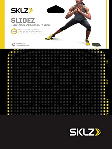 SKLZ Slidez Dual-Sided Exercise Glider Discs for Core Stability Exercises for Hands & Feet, Standard Use,Yellow