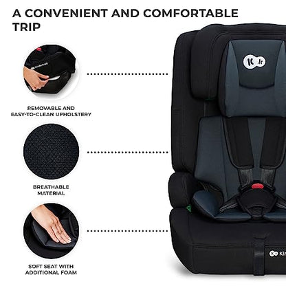 Kinderkraft Safety FIX2 I-Size 76-150 cm Car Seat, 15 Months - 12 Years, Booster Child Seat, Isofix, Top Tether, Adjustable Headrest, Group 1-2-3, 5-Point Safety Harness, Modular Insert, Black