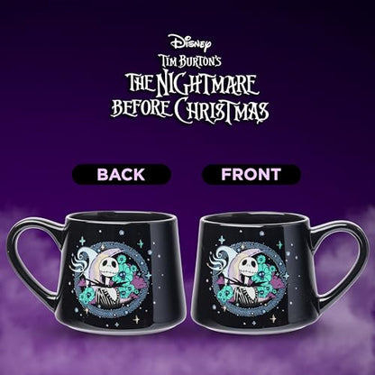 Silver Buffalo Disney Tim Burton's Nightmare Before Christmas Jack and Zero Tapered Pottery Mug, 14 Ounces