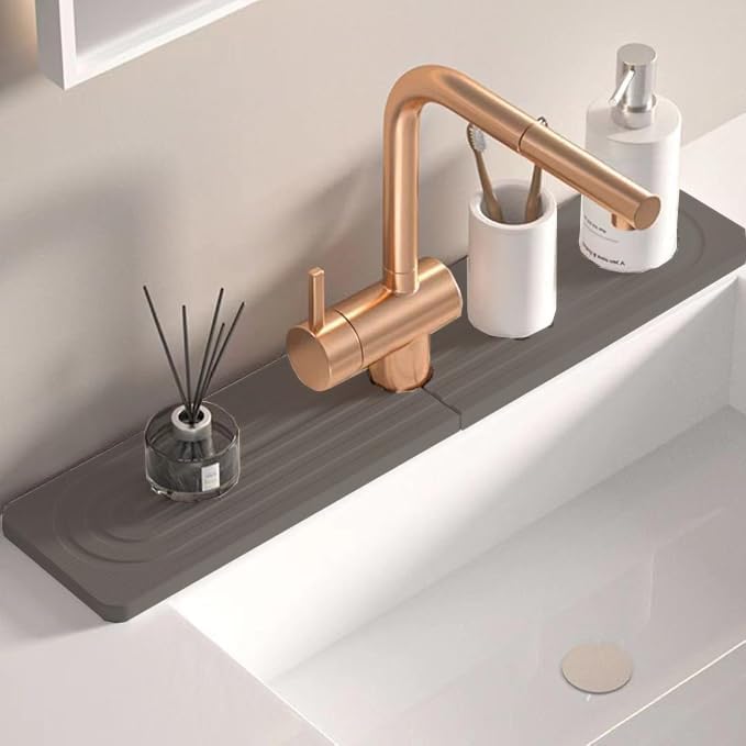 Quick Drying Stone Faucet Mat for Kitchen Sink, 15.7'' Long Diatomite Sink Tray