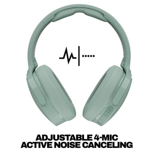 Skullcandy Hesh ANC Wireless Over-Ear Bluetooth Headphones with Extra USB-C Charging Cable, Active Noise Canceling, 22 Hrs Battery, Foldable Lightweight Design, Microphone iPhone Android - Preppy Sage
