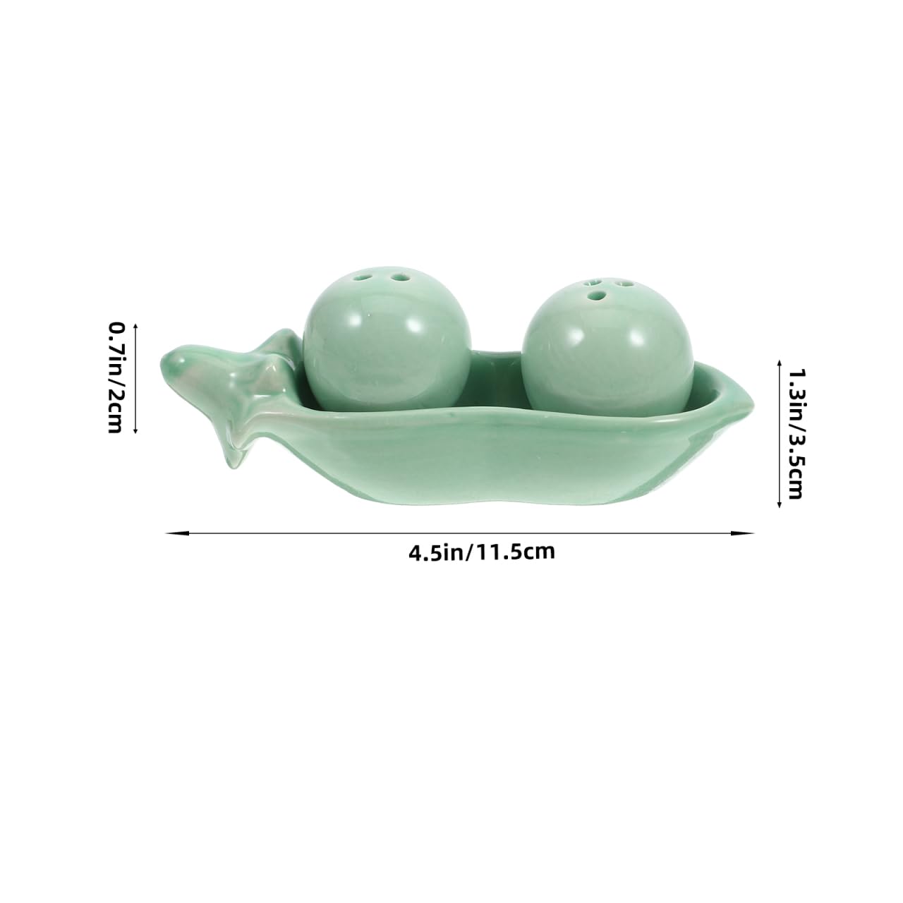 Amosfun Pea Shape Salt Pepper Shakers Set with Tray - Compact Ceramic Seasoning Dispenser Small Spice Jars for Kitchen Dining Table Decor Easy Clean
