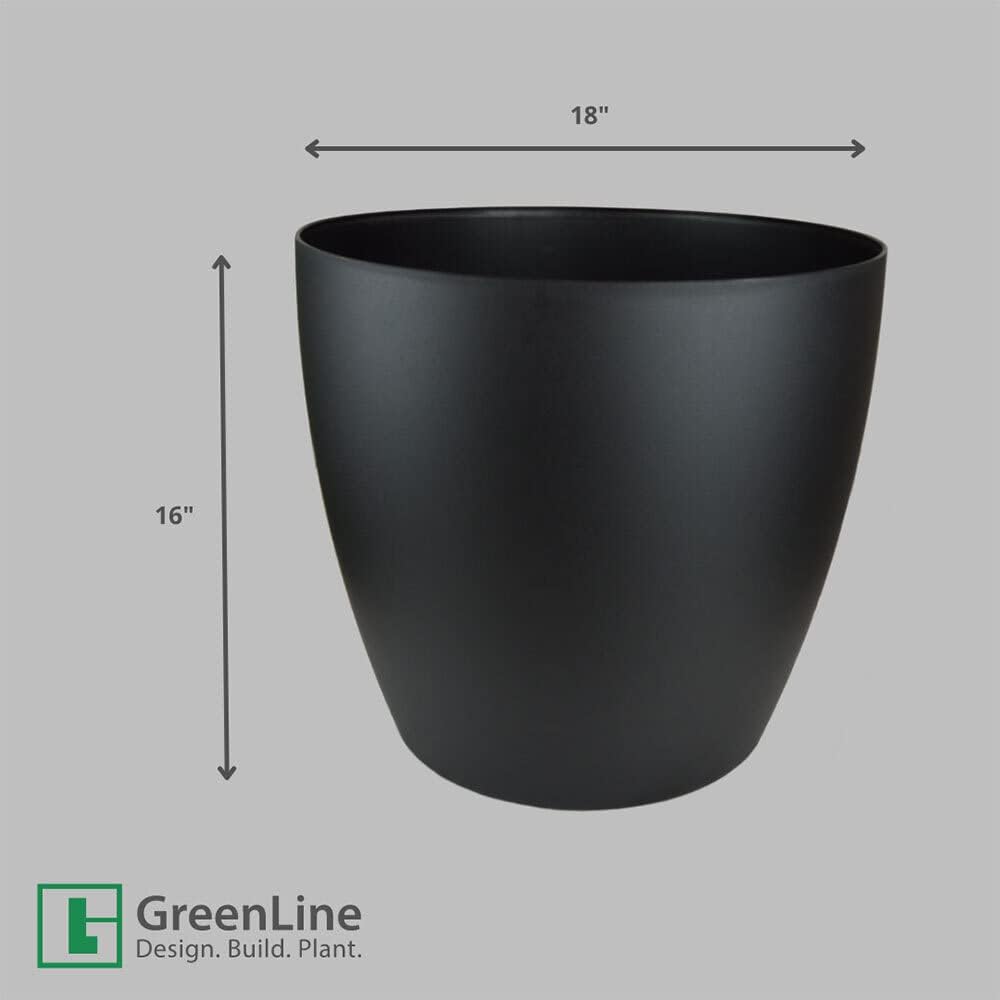 Greenline Manufacturing Memphis 18" Round Indoor Floor Planter Pot – Lightweight & Durable Plastic, Modern Design, Made in USA, Recyclable Large Plant Container for Home & Office Décor (White)