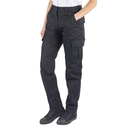 Lee Cooper Workwear LCLPNT241 Ladies Heavy Duty Easy Care Multi Pocket Work Safety Classic Cargo Pants Trousers, Black, 16 UK / 30" Leg (regular)