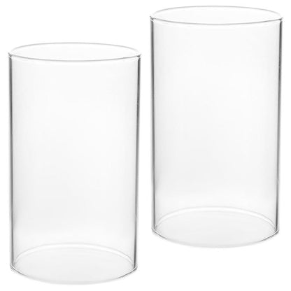 SHINEOFI 2pcs Hurricane Candle Holder Sleeve, Glass Hurricane Candleholder Tube Lamp Shade, Clear Glass Bottomless Cylinder, 5. 9 X 2. 75 Inches