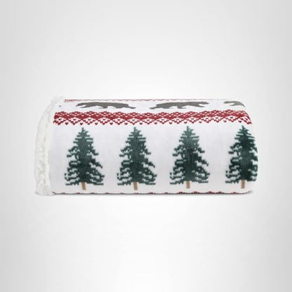 Eddie Bauer - Throw Blanket, Ultra-Soft Plush Blanket with Faux Shearling Popcorn Fleece Reverse, Oversized Bedding for Couch or Bed (Grizzly Peak Red, 50" x 60")