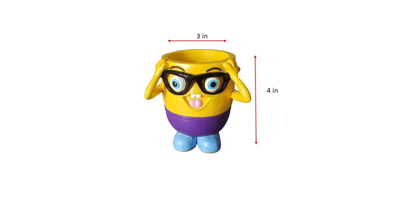 L&A Xclusive Maceta Decorativa para Suculentas 4.5” | Diseño Divertido con Gafas | Poliresina Premium | Ideal para Hogar y Oficina