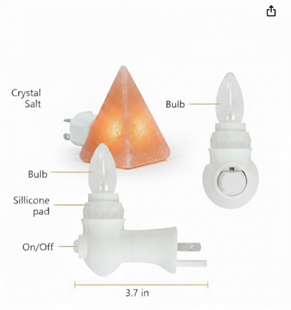 NatureBoost Himalayan Pink Salt Night Light Pyramid (1 Pack) Decorative Ambient Night Lights for Bedroom, Bathroom, Nursery & Home Décor