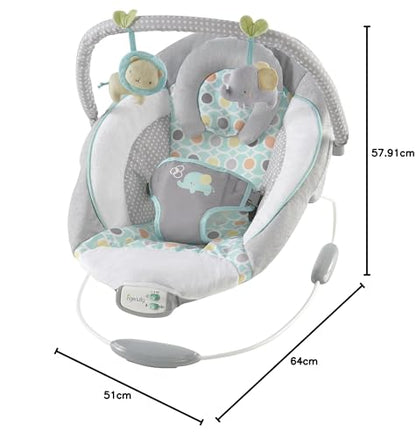 Ingenuity, Soothing Baby Bouncer Chair with Soothing Vibrating Infant Seat, Morrison - 8 Melodies, Removable Toy Bar with 2 Plush Toys, Volume Control, 3-Point Harness, Newborn 0-6 Months