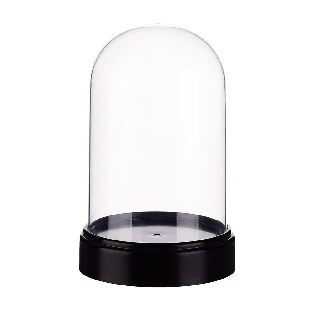 AHANDMAKER Acrylic Display Dome Case Cloche Globe, 9.3 x 13.5cm Black Base Crystal Dome Bell Jar Display Case for Figures Flowers Plants Bouquets Photos Tabletop Wedding Decorations