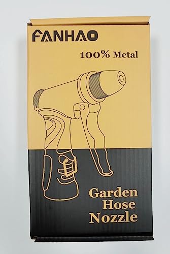 FANHAO Garden Hose Spray Gun with Full Brass Nozzle, 100% Heavy Duty Metal Water Gun, High Pressure Adjustable Spray Nozzle for Plants Watering, Cleaning, Car Washing and Pets Showering