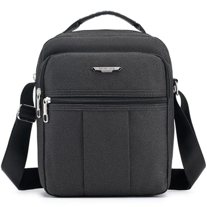 SPAHER Men Handbags Shoulder Bags Messenger Business Bag Crossbody Satchel Sling Travel Bag Daily Man Bag with Adjustable Shoulder Strap for Ipad 9.7 Inch Black