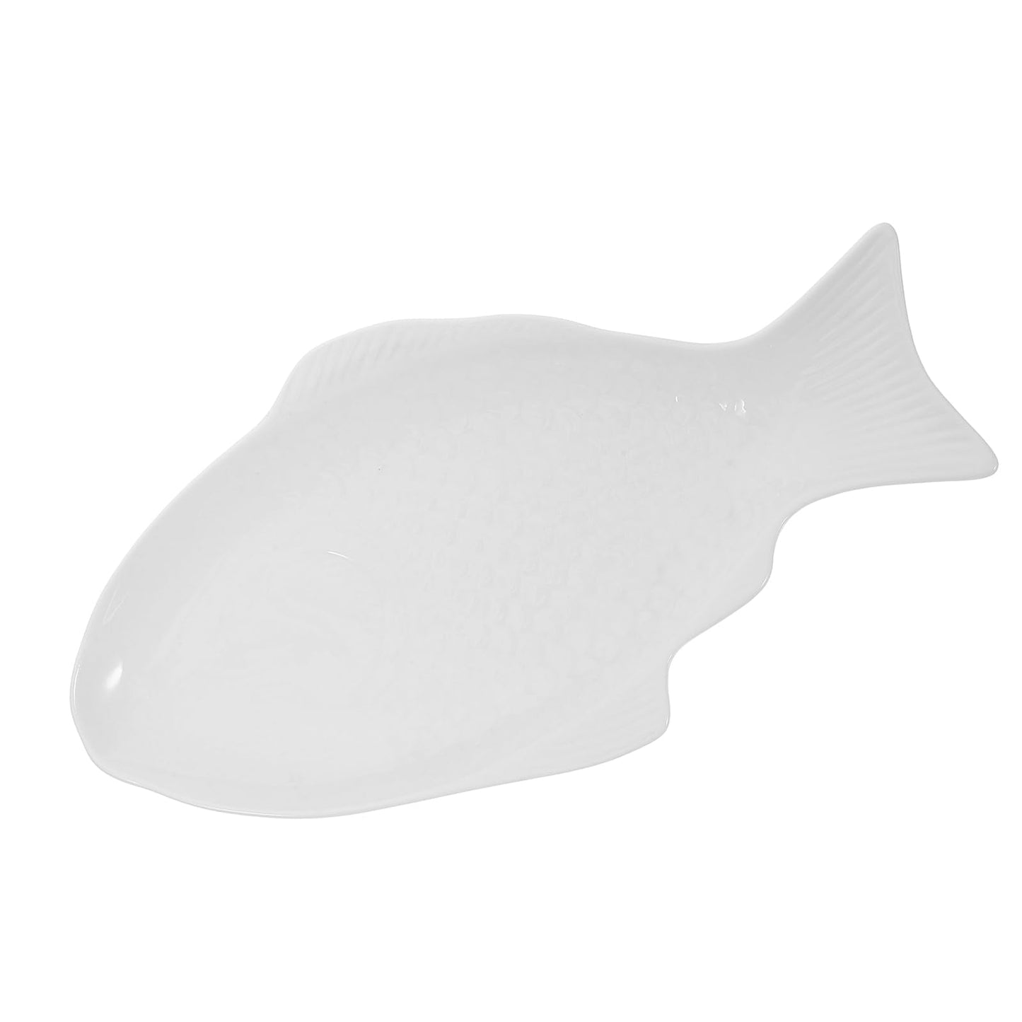 DOITOOL Fish Shaped Plate Fish Dish Creative Ceramic Serving Platter Decorative Snack Storage Platter for Restaurants Home (13 Inches White)