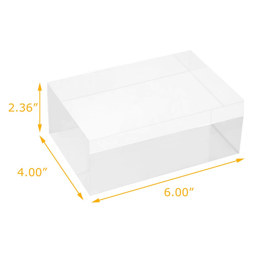 Elitnus Clear Solid Acrylic Block - 6" x 4" x 2.36" All Diamond Polished Rectangle Clear Acrylic Cube for Display - Plexiglass Lucite Jewellery Block