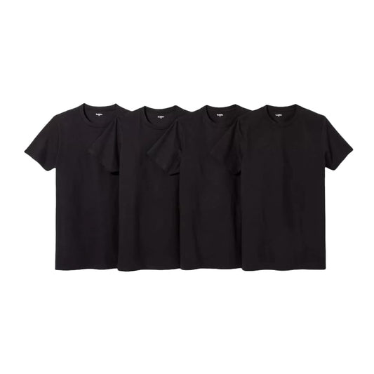Goodfellow & Co Men's Short Sleeve 4pk Crew-Neck T-Shirt (US, Alpha, Large, Regular, Regular, Black)