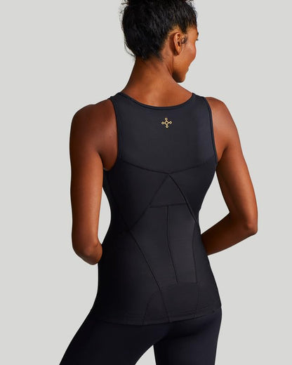 Tommie Copper Women's Lower Back Support Tank, Compression Shirt with Lower Back Pain Relief, Black M